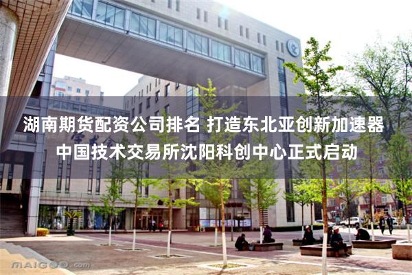 湖南期货配资公司排名 打造东北亚创新加速器 中国技术交易所沈阳科创中心正式启动