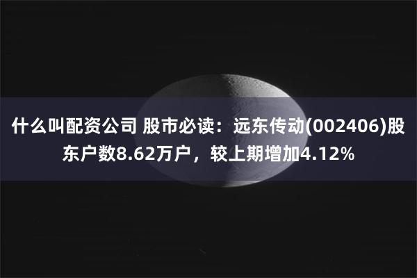 什么叫配资公司 股市必读：远东传动(002406)股东户数8.62万户，较上期增加4.12%