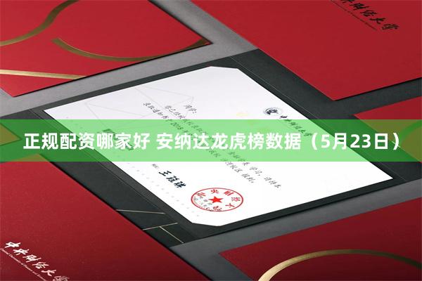 正规配资哪家好 安纳达龙虎榜数据（5月23日）